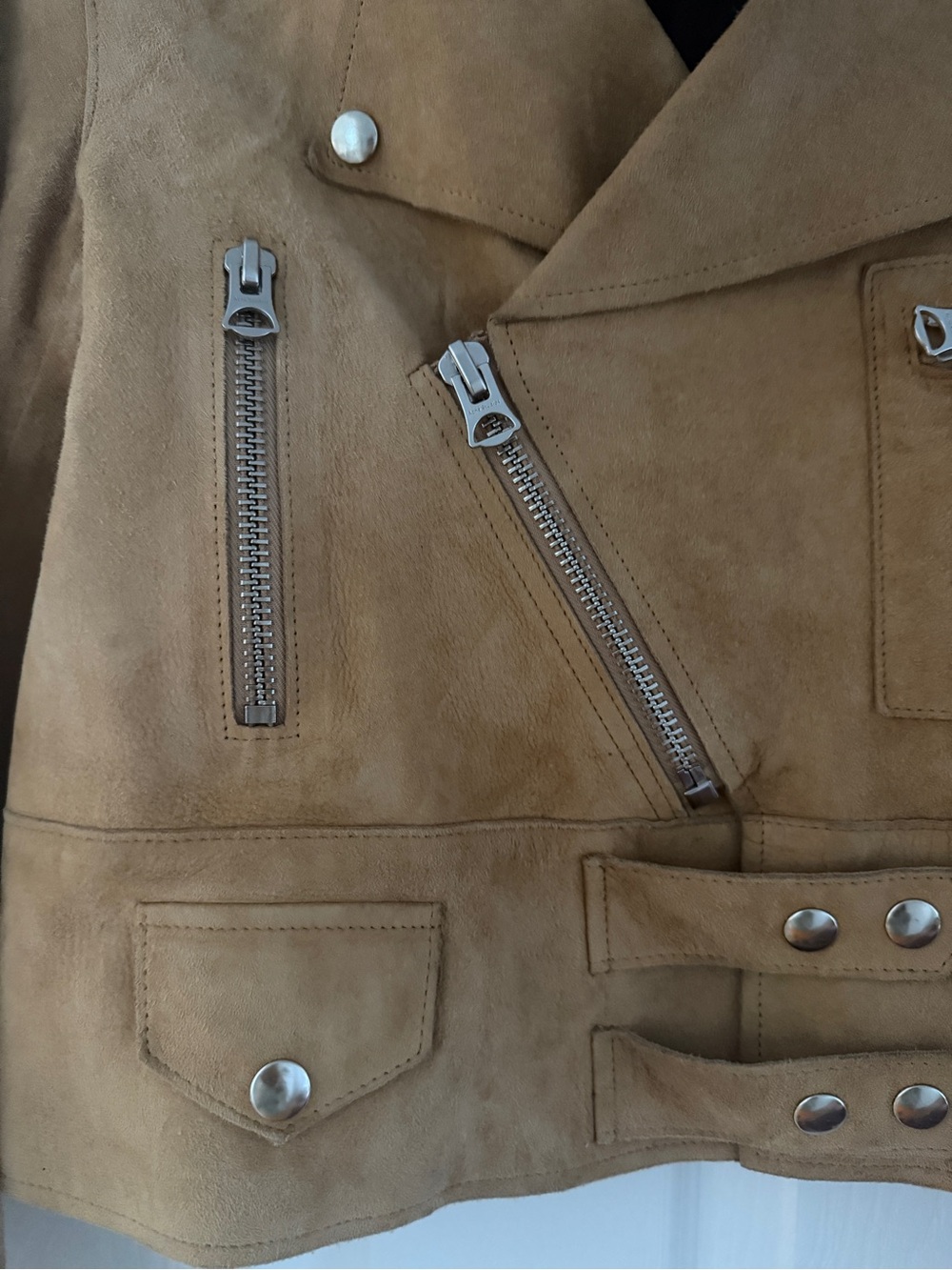 Acne Suede Moto Jacket in Camel - Picture 3 of 6